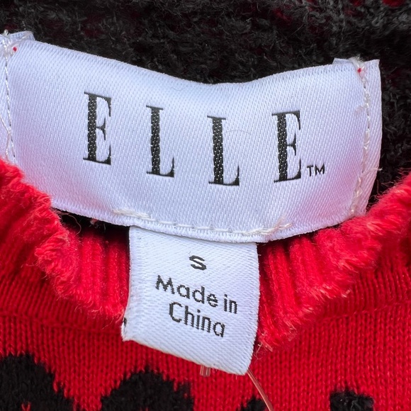 ELLE Scribble Heart Sangria Punch Sweater Women’s Small NWT NEW - Picture 7 of 10